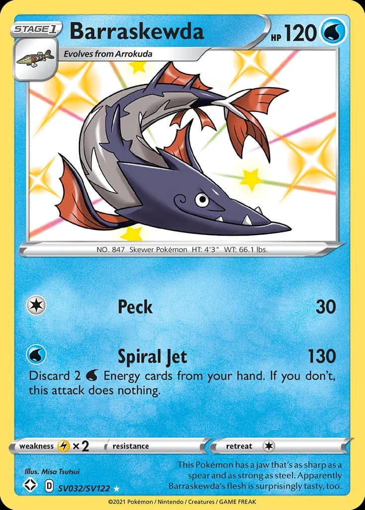 Barraskewda — Destinos Brillantes Tesoro Brillante SV032 Spanish Pokémon card