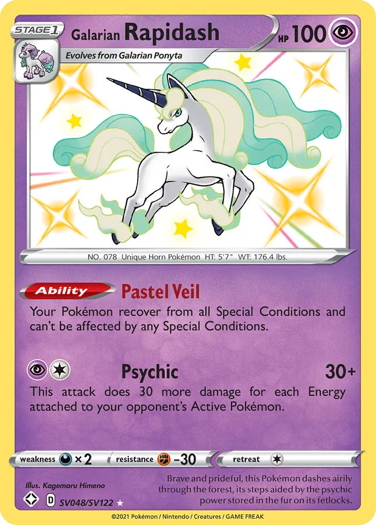 Galarian Rapidash — Shining Fates Shiny Vault SV048 Pokémon card