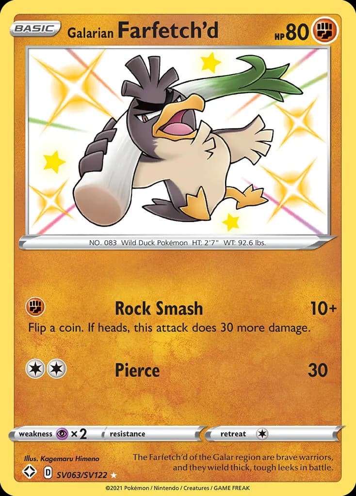 Galarian Farfetch'd — Shining Fates Shiny Vault SV063 Pokémon card