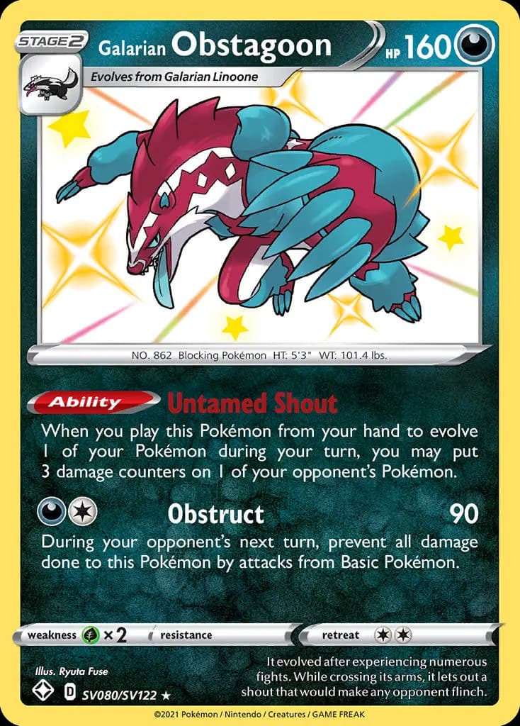 Galarian Obstagoon — Shining Fates Shiny Vault SV080 Pokémon card