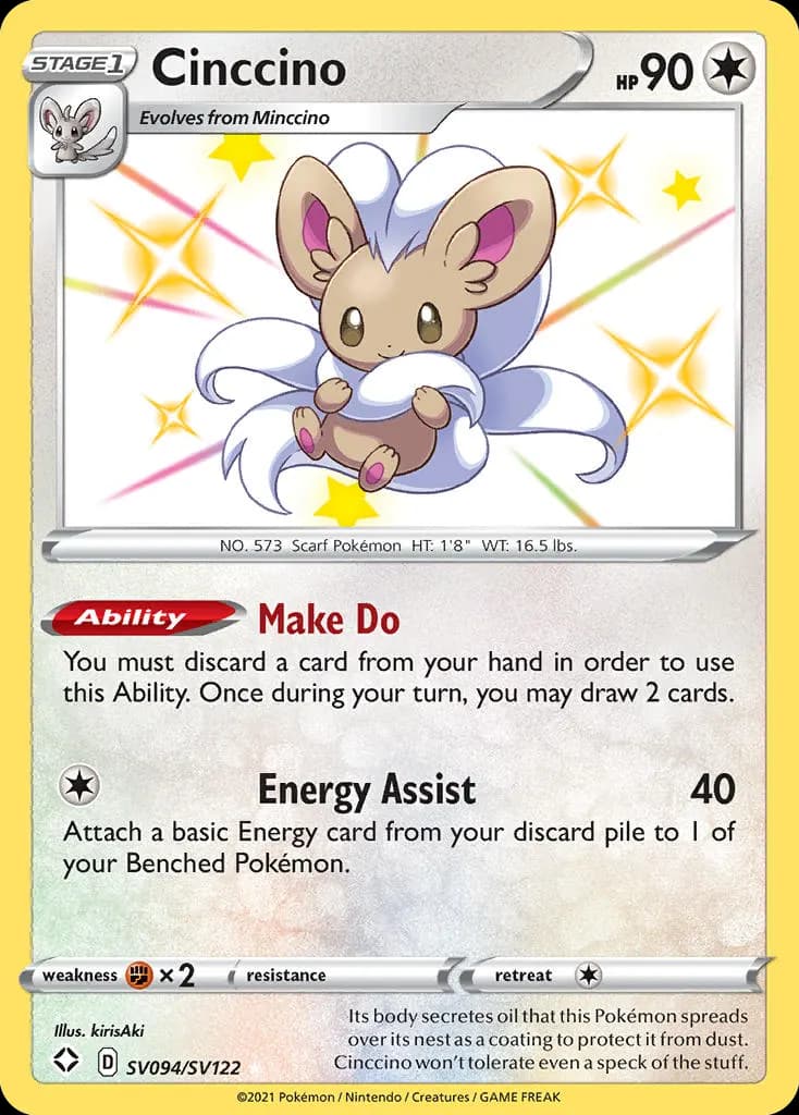 Cinccino — Destinos Brillantes Tesoro Brillante SV094 Spanish Pokémon card