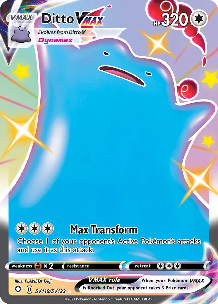 Ditto VMAX — Glänzendes Schicksal Glitzer-Tresor SV119 German Pokémon card