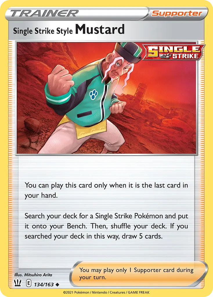 Single Strike Style Mustard — Battle Styles 134 Pokémon card