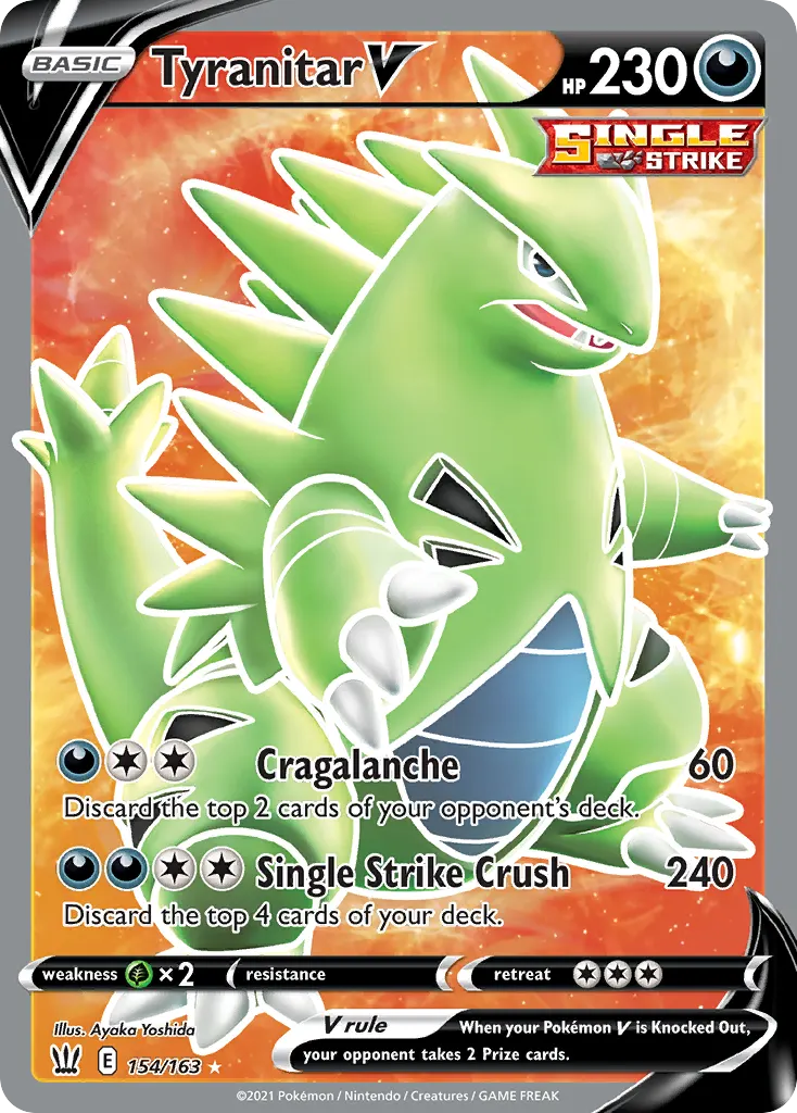 Tyranitar V — official card artwork (representative)