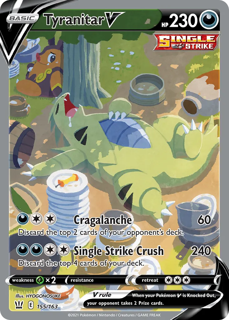 Tyranitar V — official card artwork (representative)