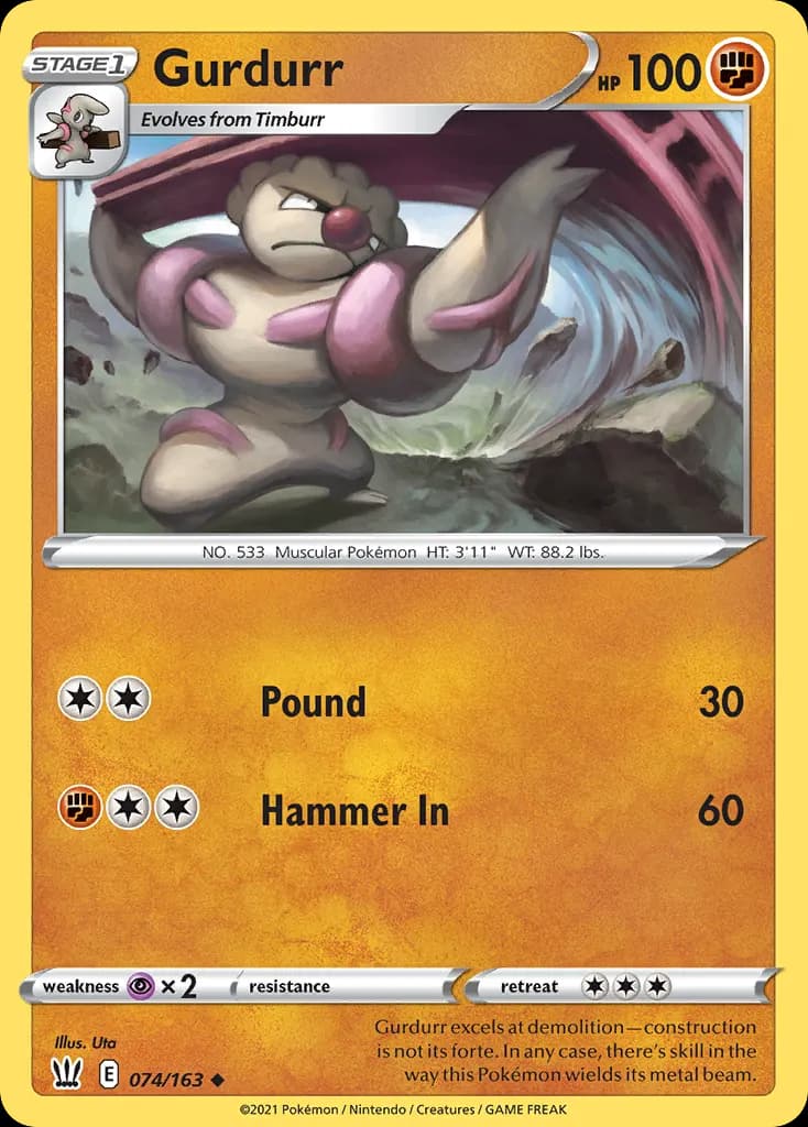 Gurdurr — Battle Styles 74 Pokémon card