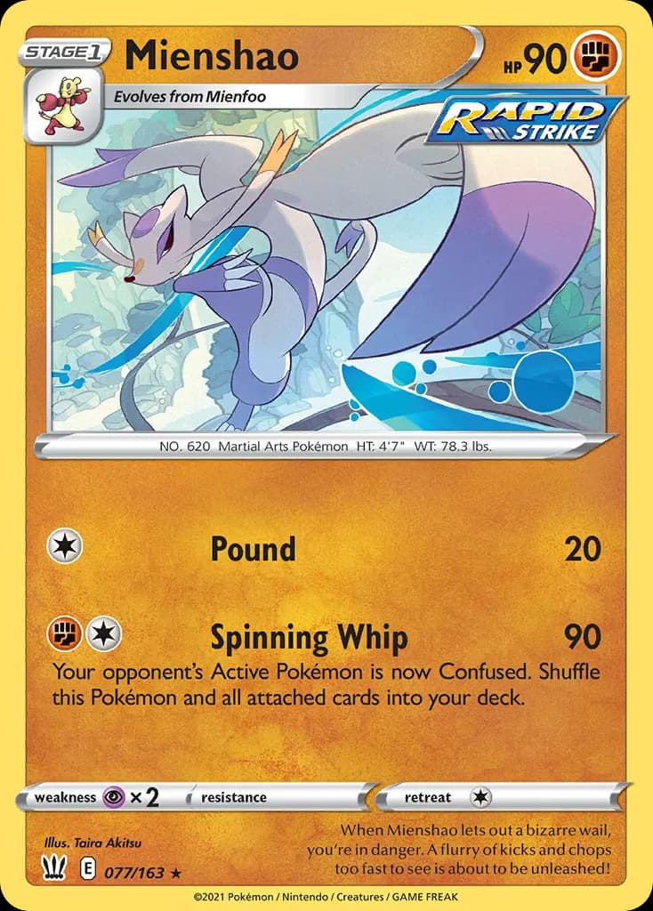 Mienshao — Battle Styles 77 Pokémon card