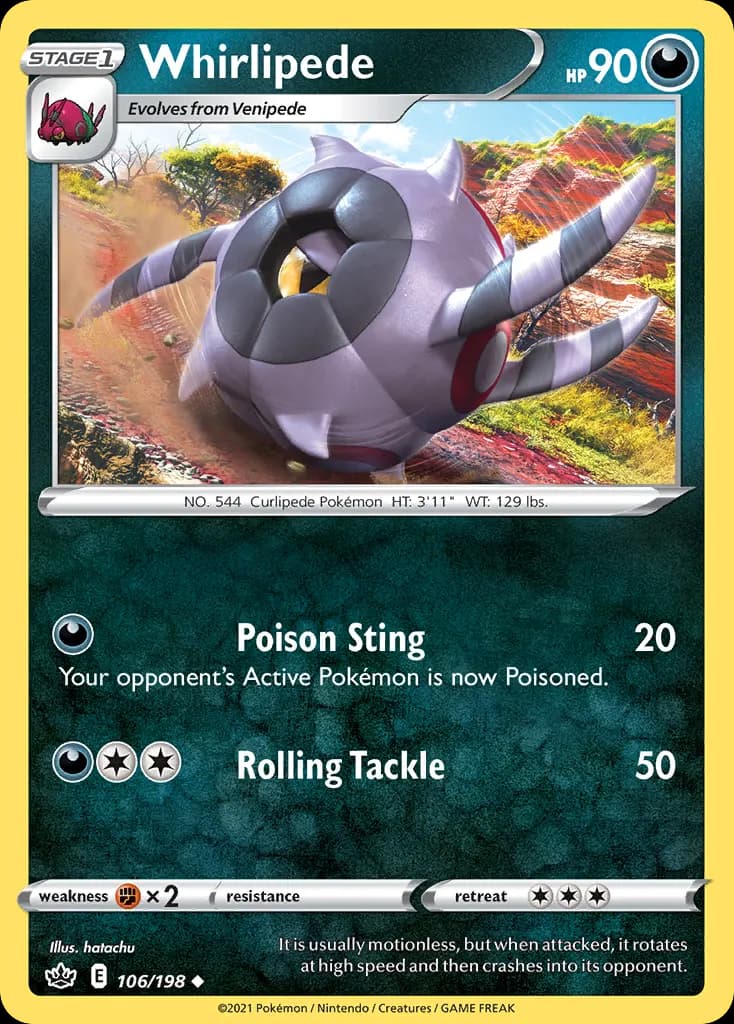 Whirlipede — Chilling Reign 106 Pokémon card