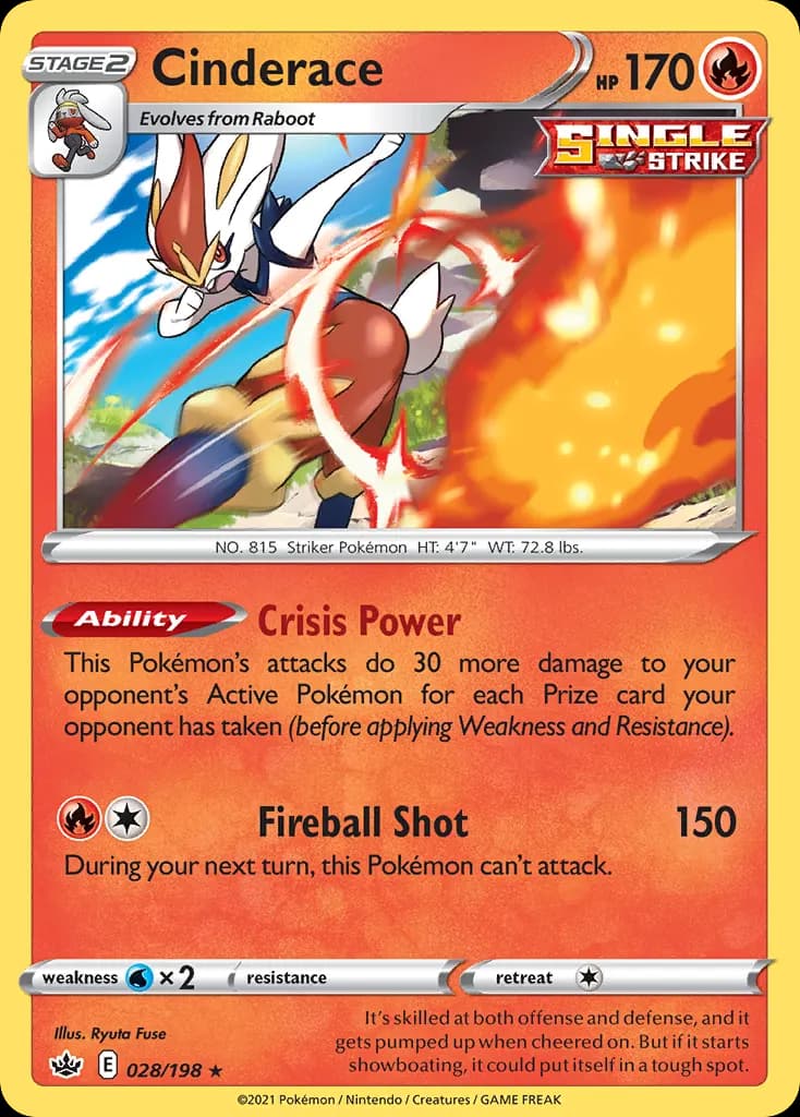 Cinderace — Chilling Reign 28 Pokémon card