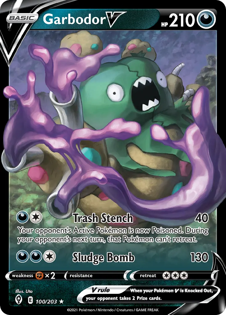 Garbodor V — Evolving Skies 100 Pokémon card