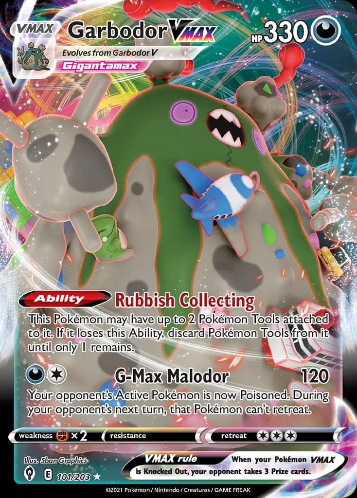 Garbodor VMAX — Evolving Skies 101 Pokémon card