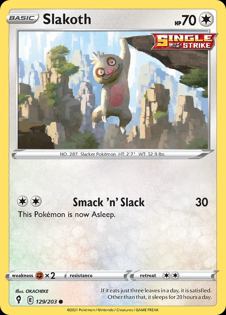 Slakoth — Evolving Skies 129 Pokémon card