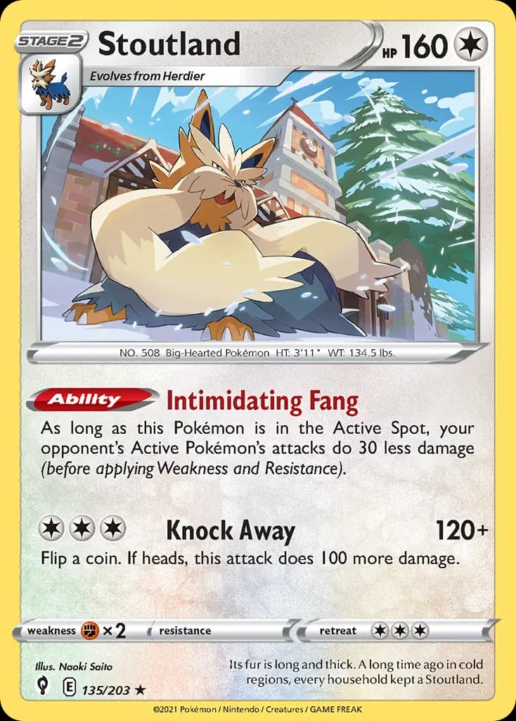 Stoutland — Evolving Skies 135 Pokémon card