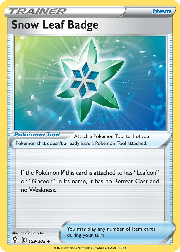 Snow Leaf Badge — Evolving Skies 159 Pokémon card