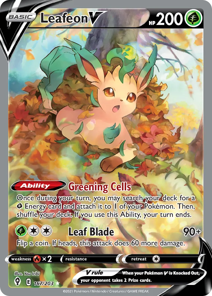 Leafeon V — Evolving Skies 167 Pokémon card