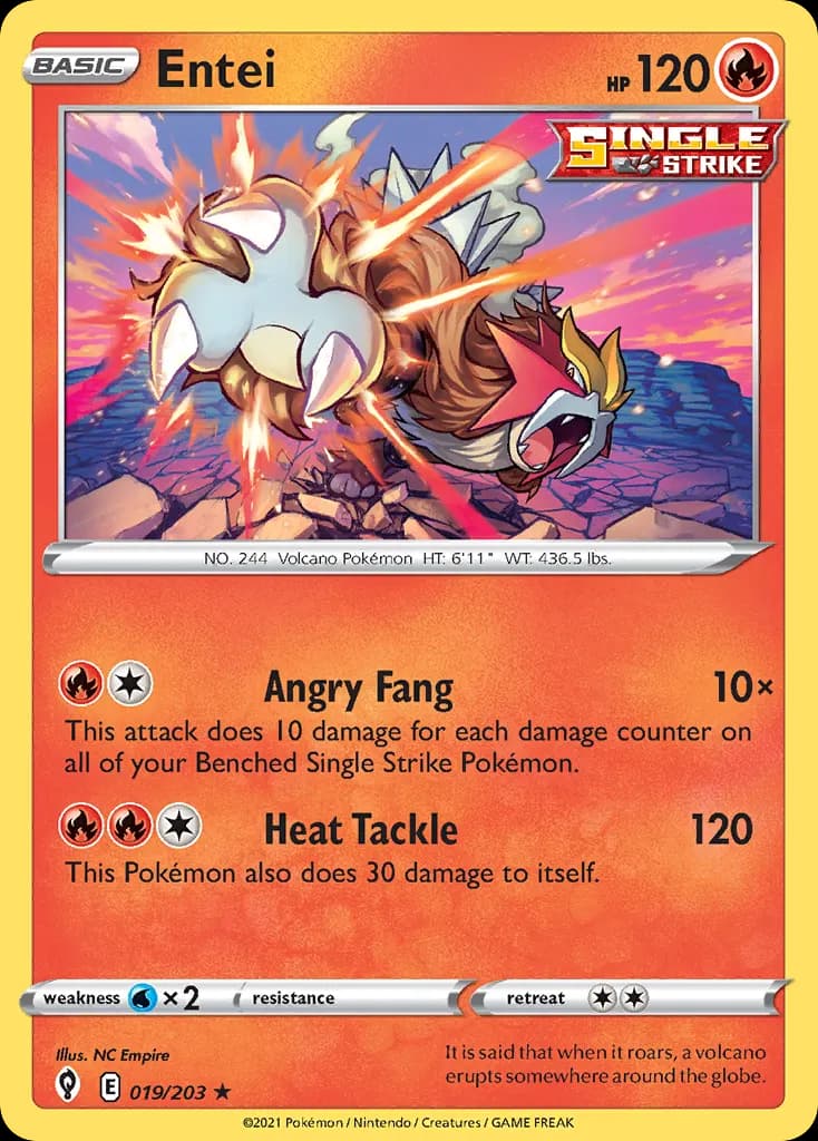 Entei — Evolving Skies 19 Pokémon card