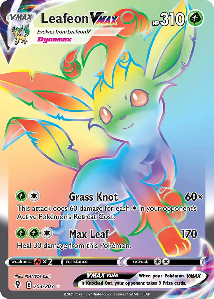 Leafeon VMAX — Evolving Skies 204 Pokémon card