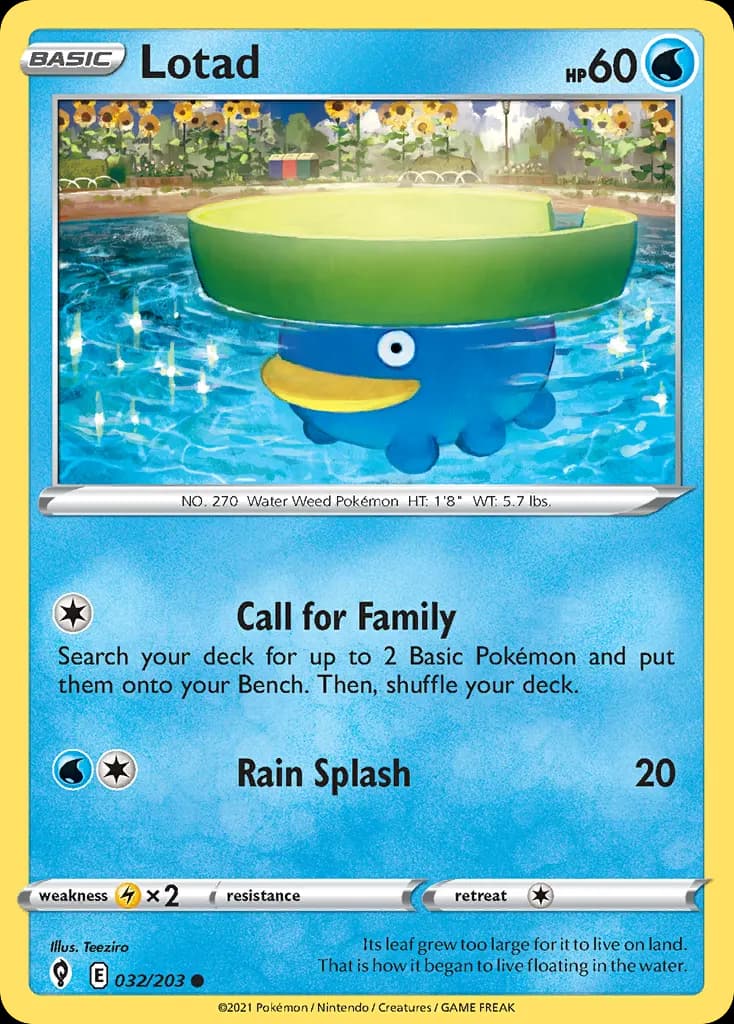 Lotad — Evolving Skies 32 Pokémon card