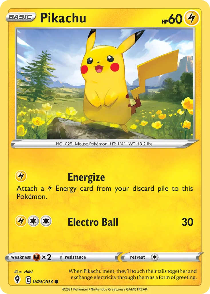 Pikachu — Evolving Skies 49 Pokémon card
