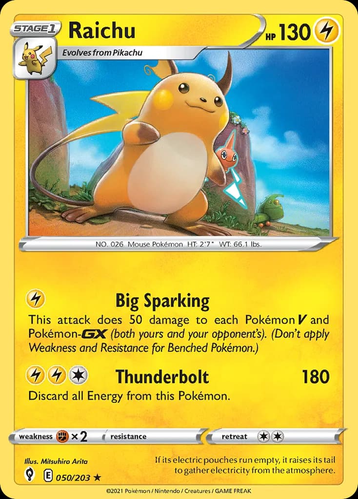 Raichu — Evolving Skies 50 Pokémon card