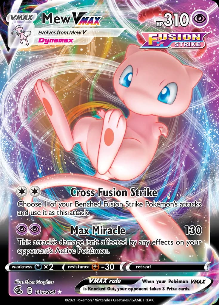 Mew VMAX — official card artwork (representative)