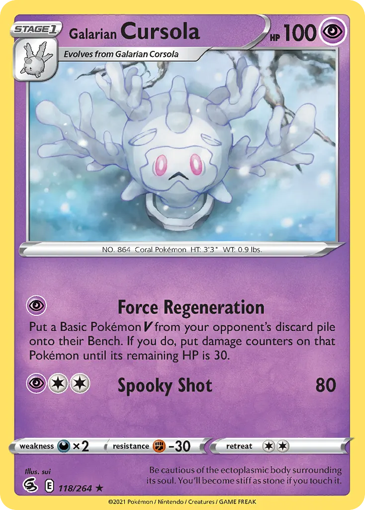 Galarian Cursola — Fusion Strike 118 Pokémon card