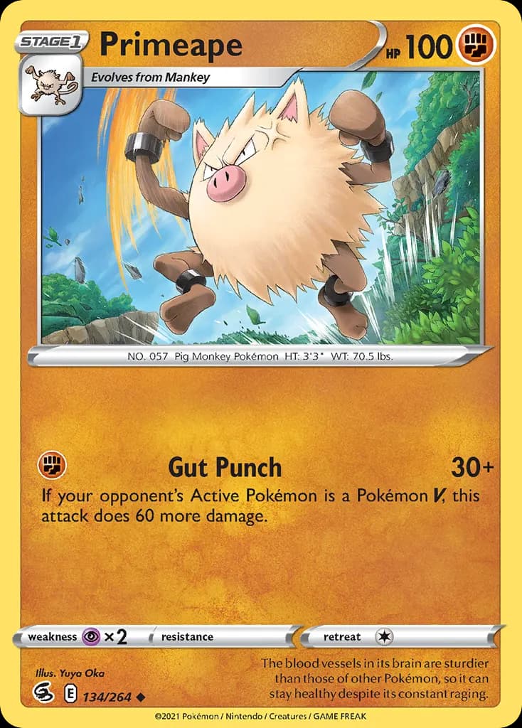 Primeape — Fusion Strike 134 Pokémon card