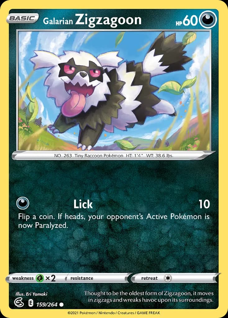 Galarian Zigzagoon — Fusion Strike 159 Pokémon card