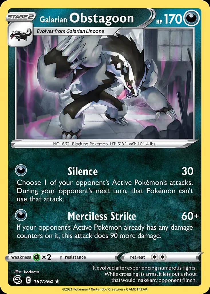 Galarian Obstagoon — Fusion Strike 161 Pokémon card