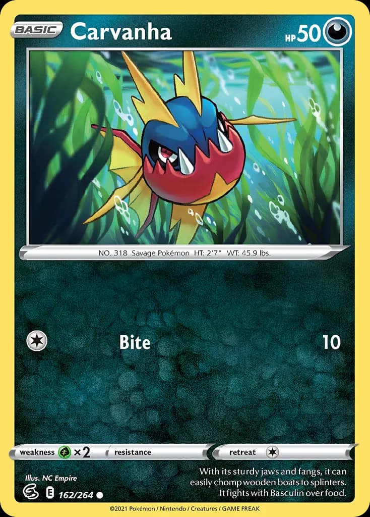 Carvanha — Fusion Strike 162 Pokémon card