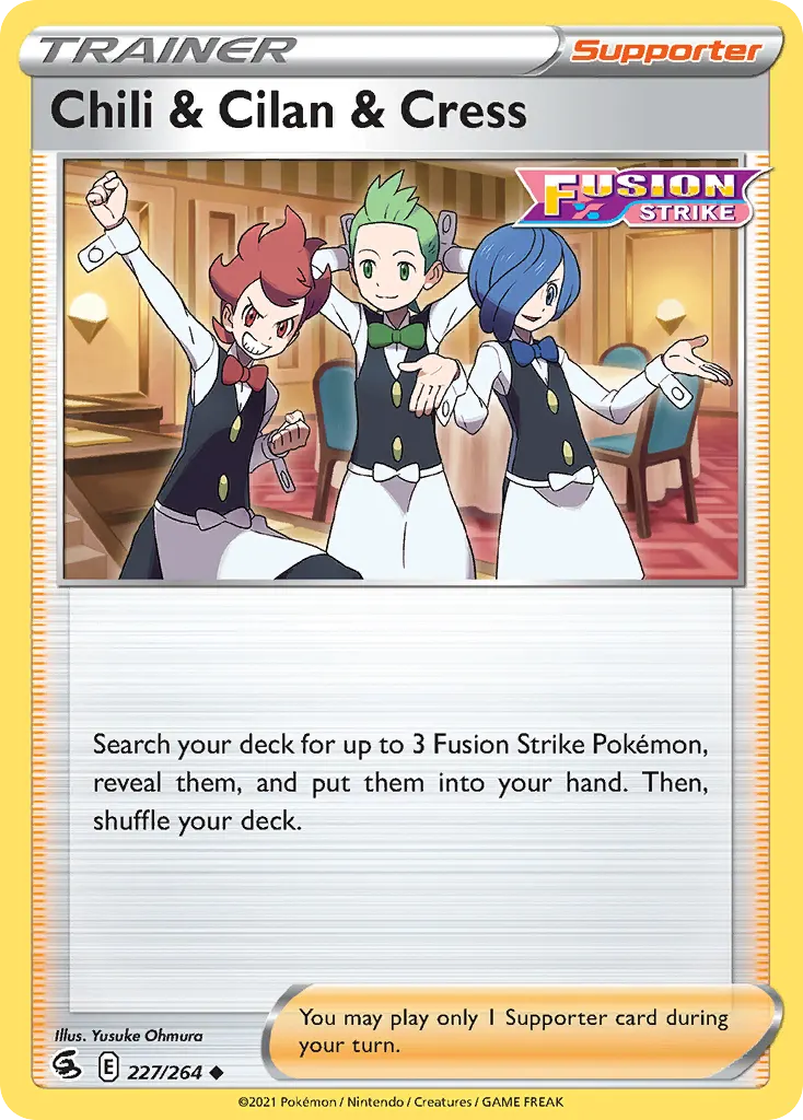 Chili & Cilan & Cress — Fusion Strike 227 Pokémon card
