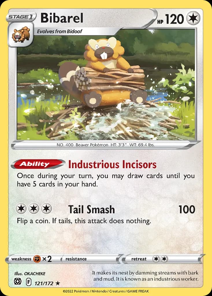 Bibarel — Brilliant Stars 121 Pokémon card