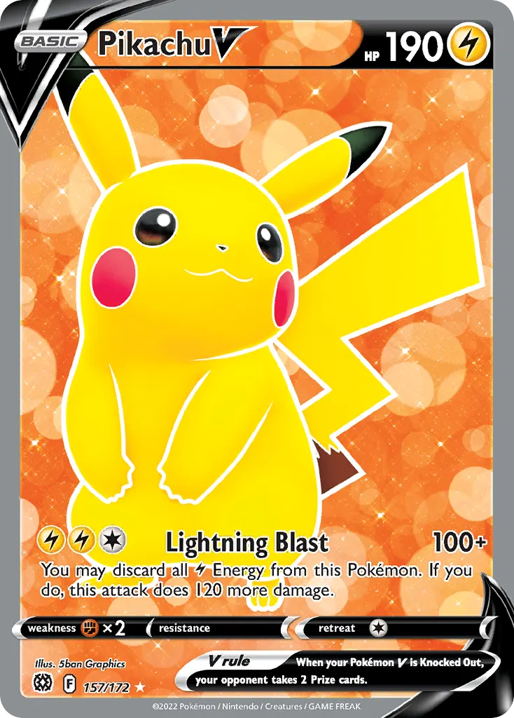 Pikachu V — Brilliant Stars 157 Pokémon card