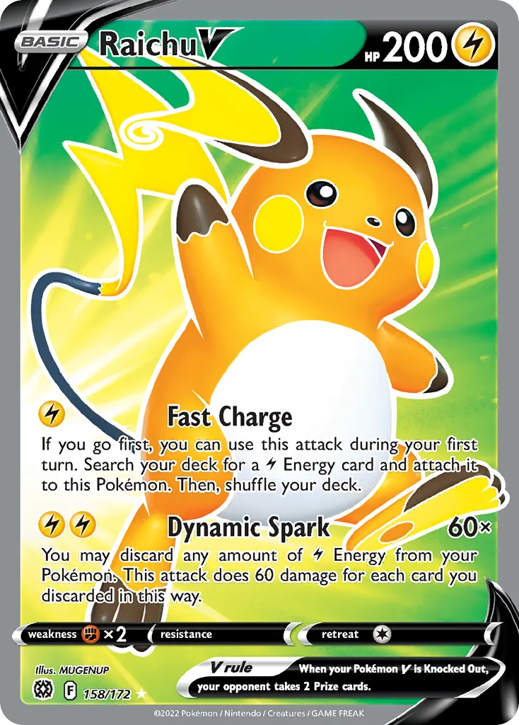 Raichu V — Brilliant Stars 158 Pokémon card