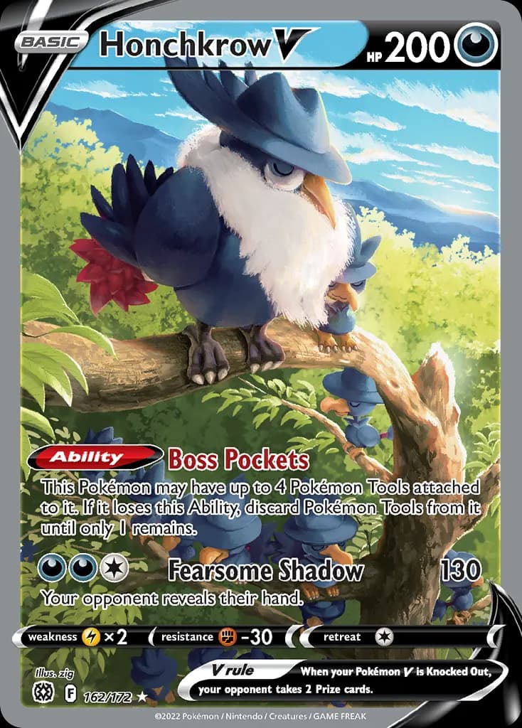 Honchkrow V — Brilliant Stars 162 Pokémon card