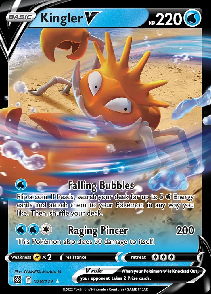 Kingler V — Brilliant Stars 28 Pokémon card