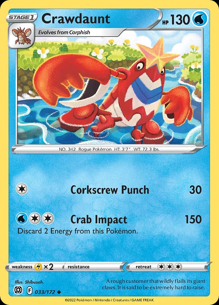 Crawdaunt — Brilliant Stars 33 Pokémon card