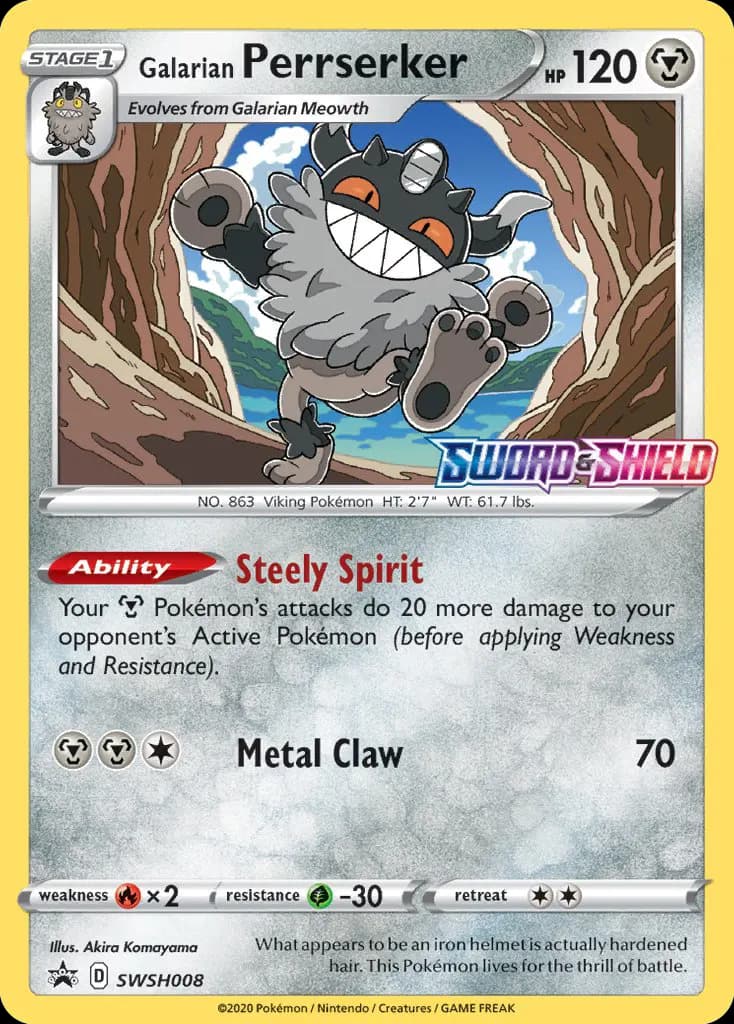 Galarian Perrserker — SWSH Black Star Promos SWSH008 Pokémon card