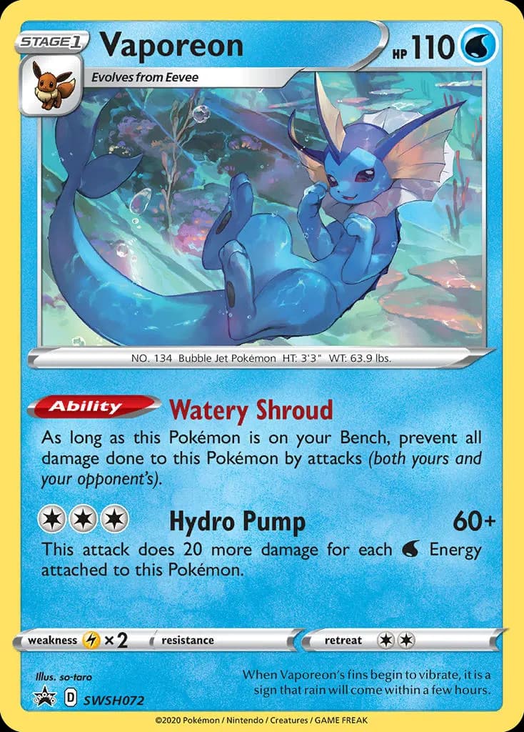 Vaporeon — SWSH Black Star Promos SWSH072 Pokémon card