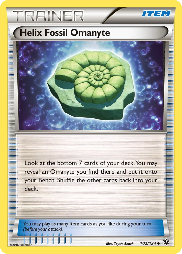 Helix Fossil Omanyte — Fates Collide 102 Pokémon card