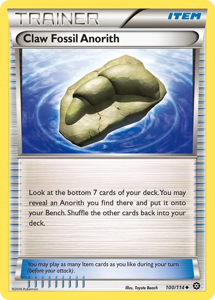 Claw Fossil Anorith — Steam Siege 100 Pokémon card