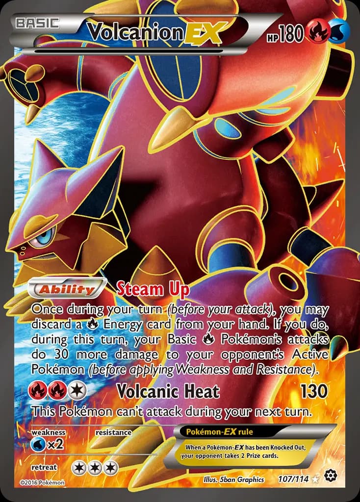 Volcanion-EX — Steam Siege 107 Pokémon card