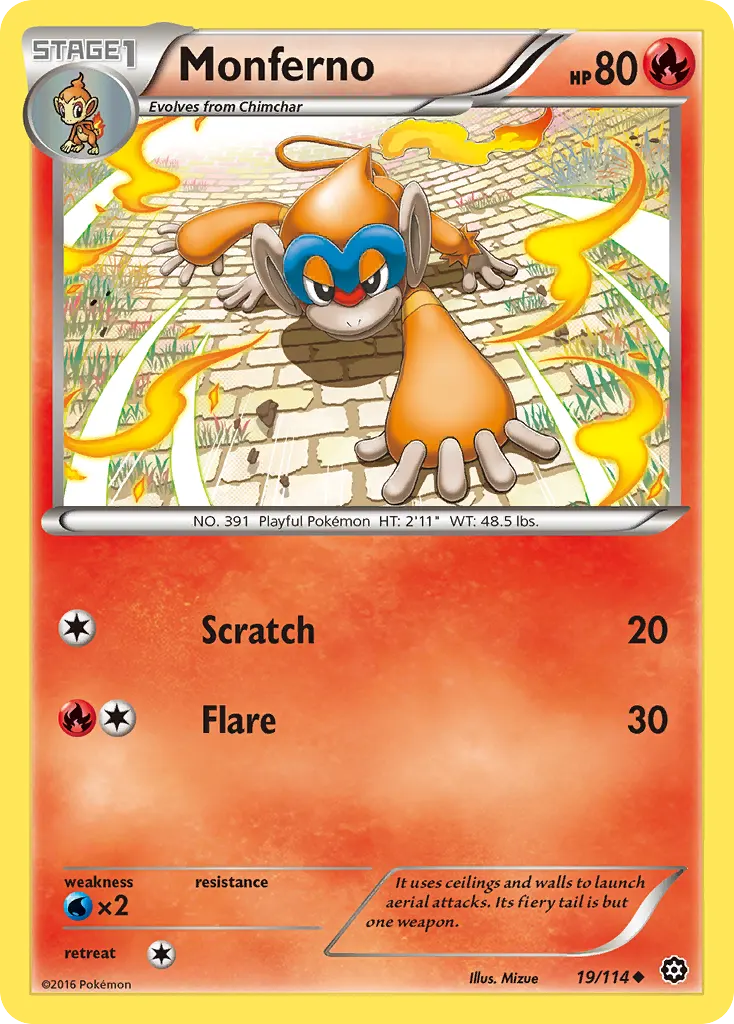 Monferno — Steam Siege 19 Pokémon card