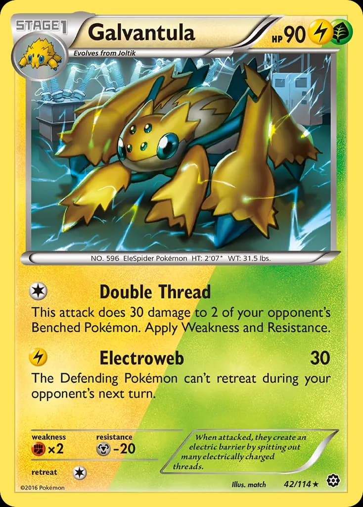 Galvantula — Steam Siege 42 Pokémon card