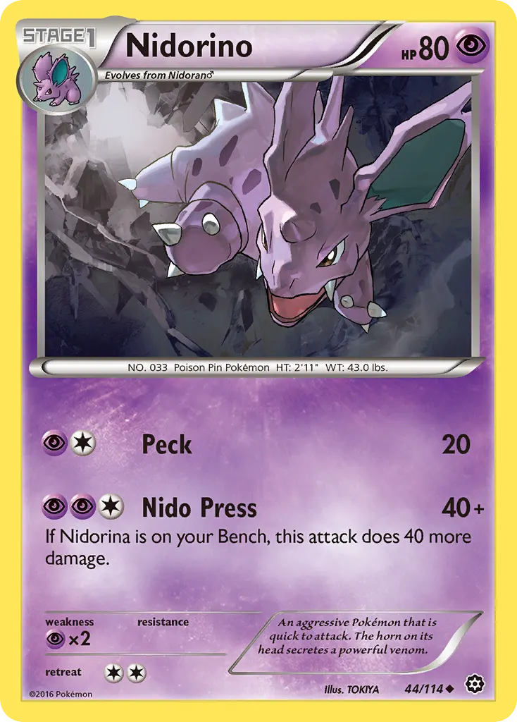 Nidorino — Steam Siege 44 Pokémon card