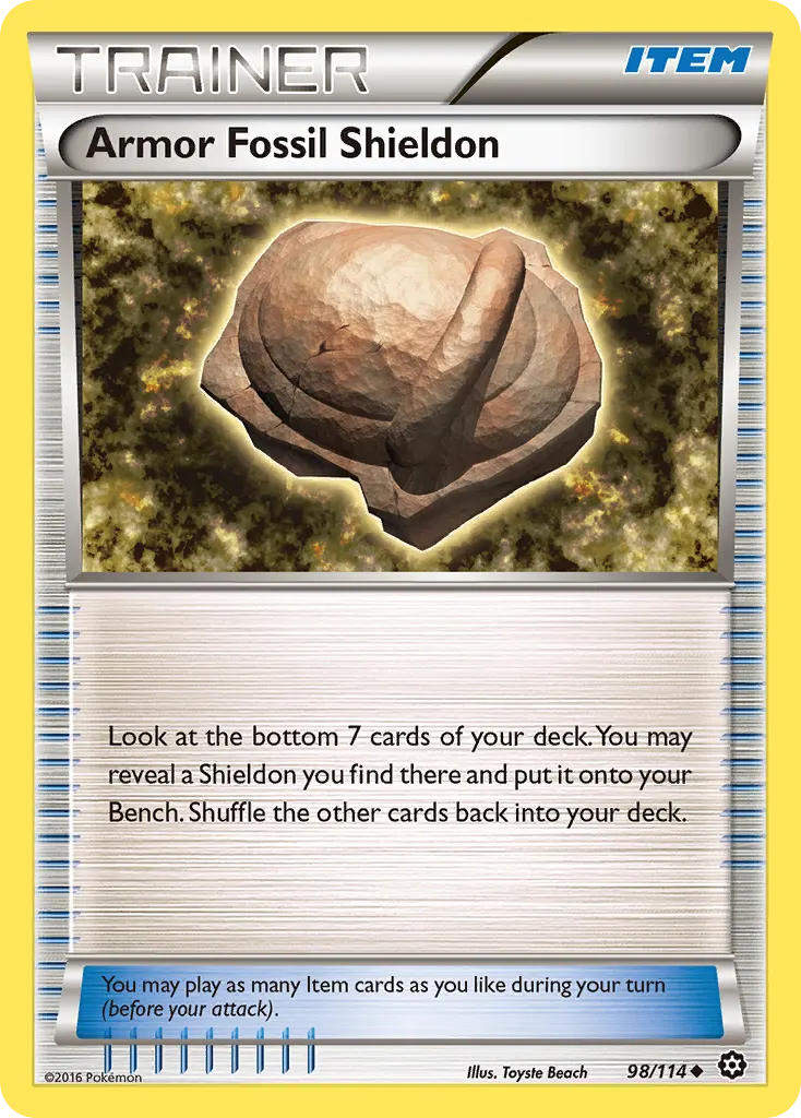 Armor Fossil Shieldon — Steam Siege 98 Pokémon card