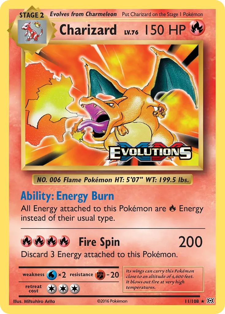 Charizard — Evolutions 11 Pokémon card