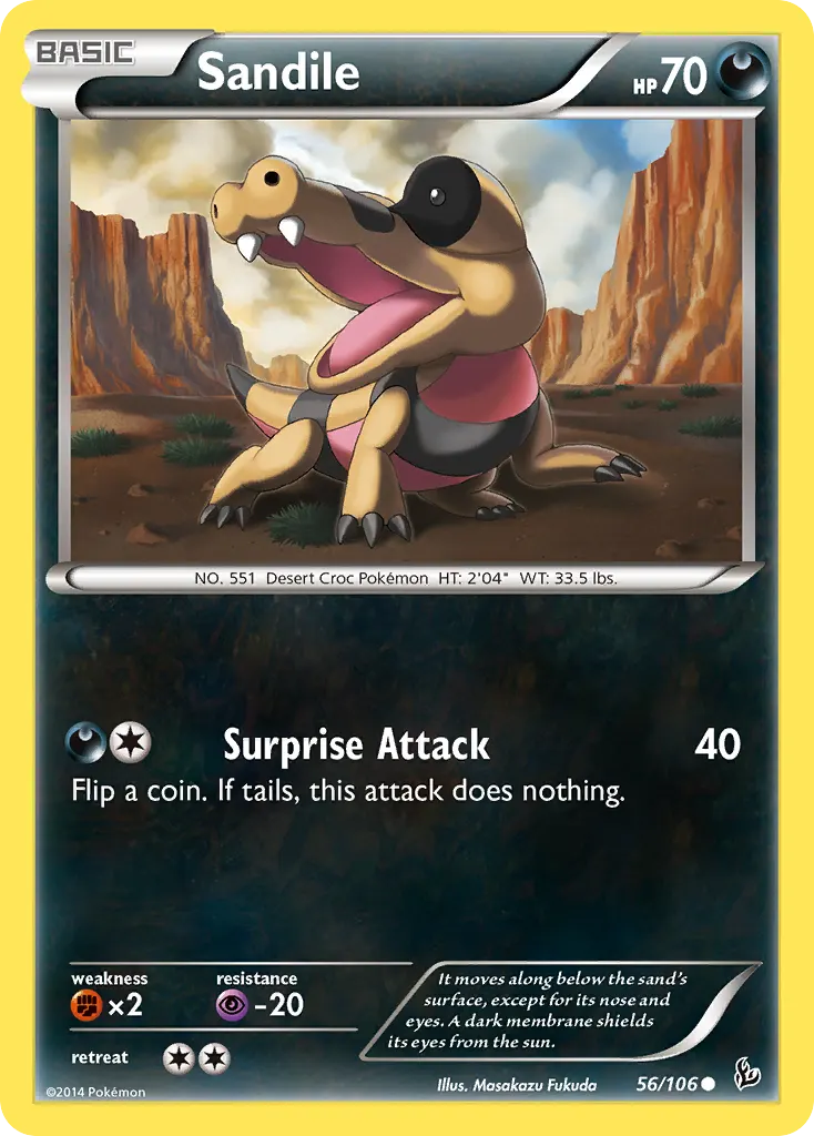 Sandile — Flashfire 56 Pokémon card