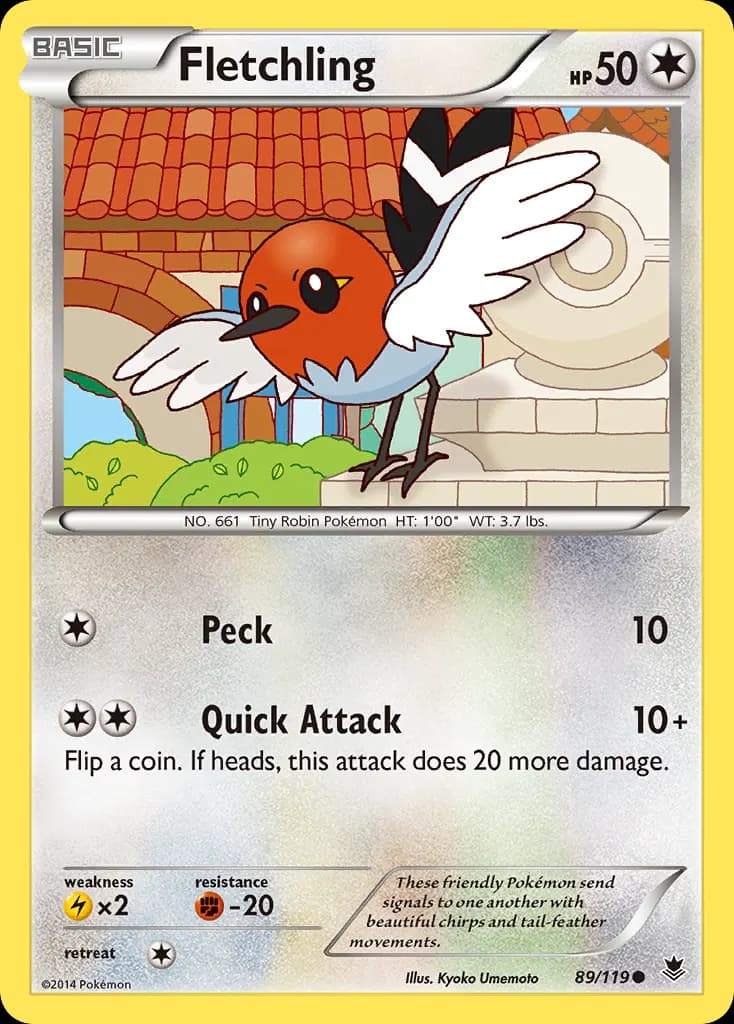 Fletchling — Phantom Forces 89 Pokémon card