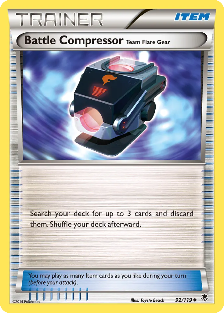 Battle Compressor Team Flare Gear — Phantom Forces 92 Pokémon card